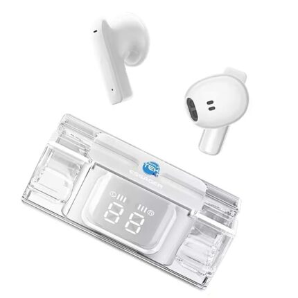 AmComponent AURICOLARI CUFFIE CUFFIETTE BLUETOOTH con MICROFONO display di ricambio per IPHONE IPAD ANDROID BIANCHE