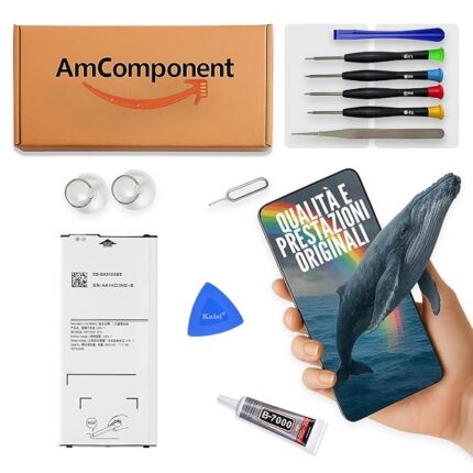 AmComponent - BATTERIA EB-BA510ABE di ricambio per SAMSUNG GALAXY A5 2016 SM-A510F 2900 MAH | Componente di ricambio con capacità elevata, lunga durata con il dispositivo e zero cicli