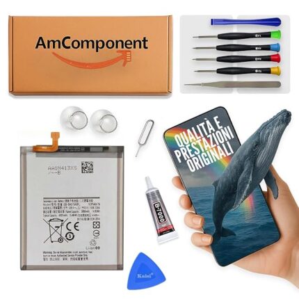 AmComponent - BATTERIA EB-BA515ABY di ricambio per SAMSUNG GALAXY A51 SM-A515F 4000 MAH PILA | Componente di ricambio con capacità elevata, lunga durata con il dispositivo e zero cicli