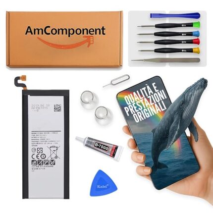 AmComponent - BATTERIA EB-BG928ABE di ricambio per SAMSUNG GALAXY S6 EDGE PLUS + SM-G928F 3000 MAH PILA | Componente di ricambio con capacità elevata, lunga durata con il dispositivo e zero cicli
