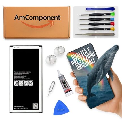 AmComponent - BATTERIA EB-BJ710CBE di ricambio per SAMSUNG GALAXY J7 2016 SM-J710 3300 MAH | Componente di ricambio con capacità elevata, lunga durata con il dispositivo e zero cicli