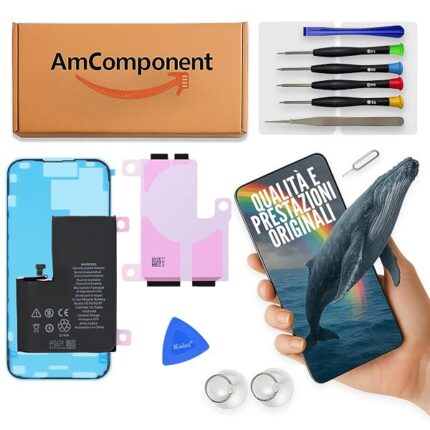 AmComponent - BATTERIA di ricambio di ricambio per IPHONE 13 PRO MAX 4352 MAH 4.47V / | Componente di ricambio con capacità elevata, lunga durata con il dispositivo e zero cicli