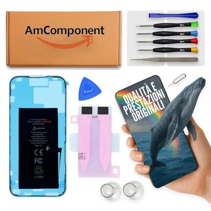 AmComponent - BATTERIA di ricambio di ricambio per IPHONE 14 / | Componente di ricambio con capacità elevata, lunga durata con il dispositivo e zero cicli