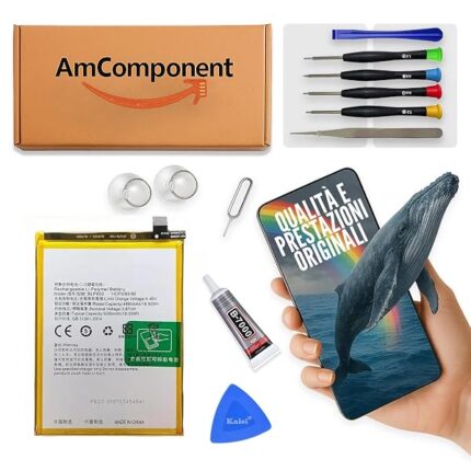AmComponent - BATTERIA di ricambio di ricambio per REALME 8 5G RMX3241 BLP803 / qualità | Componente di ricambio con capacità elevata, lunga durata con il dispositivo e zero cicli