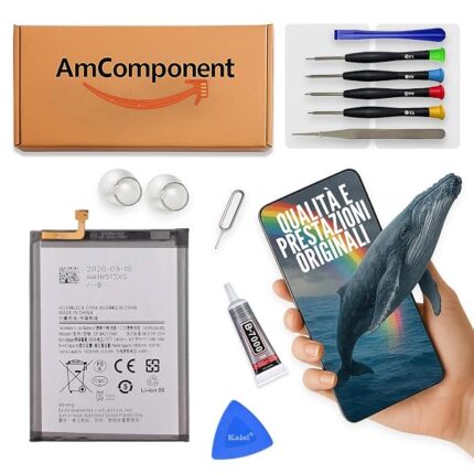 AmComponent - BATTERIA di ricambio di ricambio per SAMSUNG GALAXY A21S SM-A217 (EB-BA217ABY) | Componente di ricambio con capacità elevata, lunga durata con il dispositivo e zero cicli