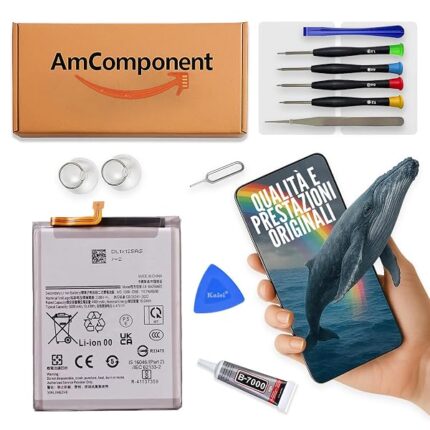 AmComponent - BATTERIA di ricambio di ricambio per SAMSUNG GALAXY A25 SM-A256 EB-BA256ABS PILA | Componente di ricambio con capacità elevata, lunga durata con il dispositivo e zero cicli