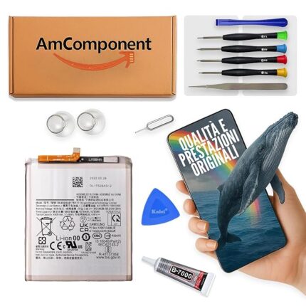 AmComponent - BATTERIA di ricambio di ricambio per SAMSUNG GALAXY S22+ PLUS SM-S906 (EB-BS906ABY) | Componente di ricambio con capacità elevata, lunga durata con il dispositivo e zero cicli