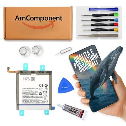 AmComponent - BATTERIA di ricambio di ricambio per SAMSUNG GALAXY S22 SM-S901 (EB-BS901ABY) | Componente di ricambio con capacità elevata, lunga durata con il dispositivo e zero cicli
