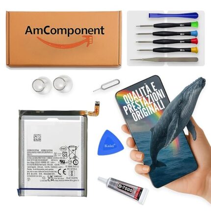 AmComponent - BATTERIA di ricambio di ricambio per SAMSUNG GALAXY S22 ULTRA SM-S908 (EB-BS908ABY) | Componente di ricambio con capacità elevata, lunga durata con il dispositivo e zero cicli