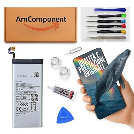 AmComponent - BATTERIA di ricambio di ricambio per SAMSUNG GALAXY S7 SM-G930 (EB-BG930ABE) | Componente di ricambio con capacità elevata, lunga durata con il dispositivo e zero cicli