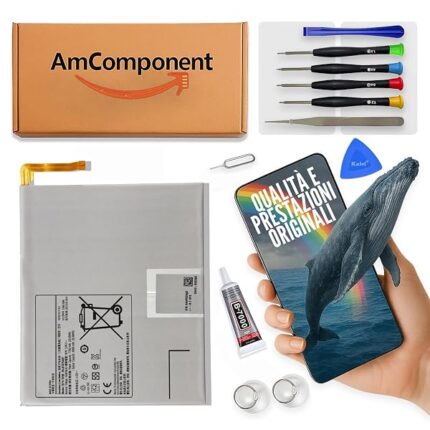 AmComponent - BATTERIA di ricambio di ricambio per SAMSUNG GALAXY TAB S7 SM-T870 T875 T876 EB-BT875ABY 8000MAH | Componente di ricambio con capacità elevata, lunga durata con il dispositivo