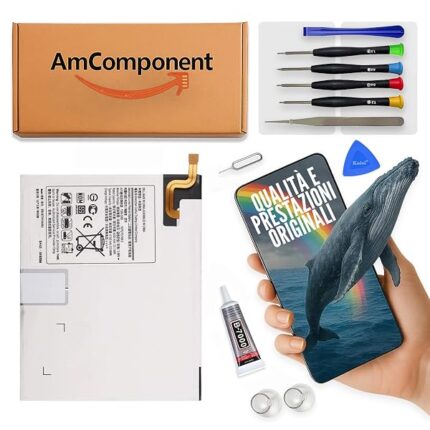 AmComponent - BATTERIA di ricambio di ricambio per SAMSUNG GALAXY TAB a 2019 SM-T510 SM-T515 (EB-BT515ABU) | Componente di ricambio con capacità elevata, lunga durata con il dispositivo e zero cicli
