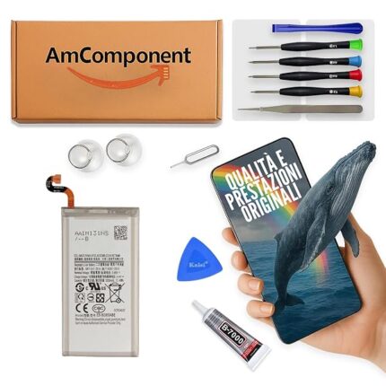 AmComponent - BATTERIA di ricambio di ricambio per SAMSUNG S8 PLUS SM-G955 EB-BG955ABE | Componente di ricambio con capacità elevata, lunga durata con il dispositivo e zero cicli