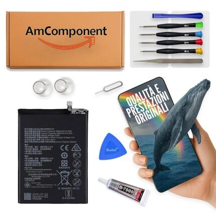 AmComponent - BATTERIA di ricambio per (HUAWEI P40 LITE E) ART-L28 L29 L29N / NOVA LITE PLUS + (HB406689ECW) | Componente di ricambio con capacità elevata e zero cicli
