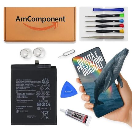 AmComponent - BATTERIA di ricambio per HUAWEI P40 LITE JNY-L21 L01 L21A L21B L22A L02A L22B LX1 (HB486586ECW) | Componente di ricambio con capacità elevata, lunga durata con il dispositivo
