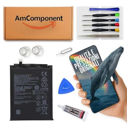 AmComponent - BATTERIA di ricambio per HUAWEI Y6 2019 MRD-LX / Y6S (2019) JAT-L JAT-LX (HB405979ECW) | Componente di ricambio con capacità elevata, lunga durata con il dispositivo e zero cicli