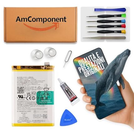 AmComponent - BATTERIA di ricambio per OPPO RENO 8 LITE 5G BLP907 CPH2343 ricambio | Componente di ricambio con capacità elevata, lunga durata con il dispositivo e zero cicli