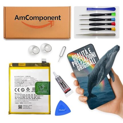 AmComponent - BATTERIA di ricambio per REALME 12 PRO 5G BLPA35 RMX3842 ricambio | Componente di ricambio con capacità elevata, lunga durata con il dispositivo e zero cicli