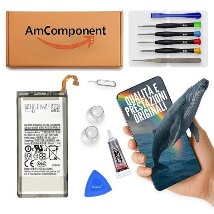 AmComponent - BATTERIA di ricambio per SAMSUNG GALAXY A8 2018 SM-A530 (EB-BA530ABE) 3000 MAH | Componente di ricambio con capacità elevata, lunga durata con il dispositivo e zero cicli