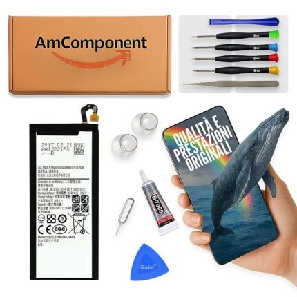 AmComponent - BATTERIA di ricambio per SAMSUNG GALAXY J5 2017 SM-J520 (EB-BA520ABE) 3000MAH | Componente di ricambio con capacità elevata, lunga durata con il dispositivo e zero cicli