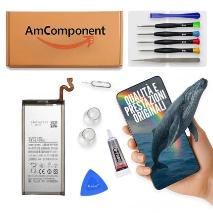 AmComponent - BATTERIA di ricambio per SAMSUNG GALAXY NOTE 9 SM-N960 (EB-BN965ABU) 4000 MAH | Componente di ricambio con capacità elevata, lunga durata con il dispositivo e zero cicli