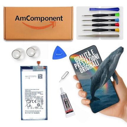 AmComponent - BATTERIA di ricambio per SAMSUNG GALAXY S10 SM-G973 EB-BG973ABU PILA ricambio | Componente di ricambio con capacità elevata, lunga durata con il dispositivo e zero cicli