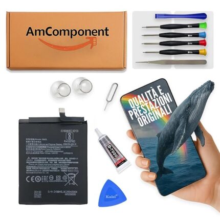 AmComponent - BATTERIA di ricambio per XIAOMI MI 9 M1902F1G (BM3L) 3300MAH | Componente di ricambio con capacità elevata, lunga durata con il dispositivo e zero cicli
