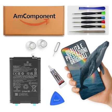 AmComponent - BATTERIA di ricambio per XIAOMI REDMI 10C 220333QAG 220333QNY / REDMI 10A 220233L2C L2G BN5G | Componente di ricambio con capacità elevata, lunga durata con il dispositivo e zero cicli