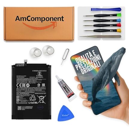 AmComponent - BATTERIA di ricambio per XIAOMI REDMI NOTE 9S M2003J6A1G (BN55) | Componente di ricambio con capacità elevata, lunga durata con il dispositivo e zero cicli