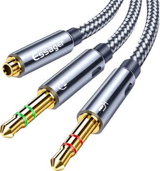 AmComponent - CAVETTO AUDIO SPLITTER JACK 3.5 FEMMINA/JACK 3.5 MASCHIO (X2) 25CM