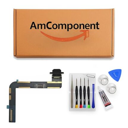 AmComponent - DOCK di ricambio per IPAD 9 nero A2602 A2603 A2604 A2605 CONNETTORE CARICA RICARICA USB FLAT | Componente di ricambio con prestazioni a lunga durata con il dispositivo