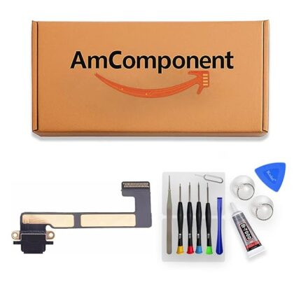 AmComponent - DOCK di ricambio per IPAD MINI 2 / di ricambio per IPAD MINI 3 nero CONNETTORE CARICA RICARICA USB FLAT FLEX | Componente di ricambio con prestazioni a lunga durata con il dispositivo