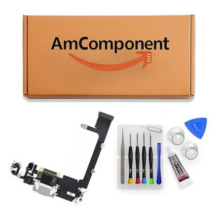 AmComponent - DOCK di ricambio per IPHONE 11 PRO CONNETTORE CARICA RICARICA MICROFONO FLAT USB bianco | Componente di ricambio con prestazioni a lunga durata con il dispositivo