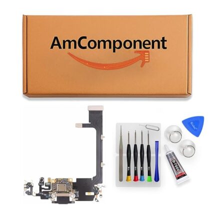 AmComponent - DOCK di ricambio per IPHONE 11 PRO CONNETTORE CARICA RICARICA MICROFONO FLAT USB nero | Componente di ricambio con prestazioni a lunga durata con il dispositivo