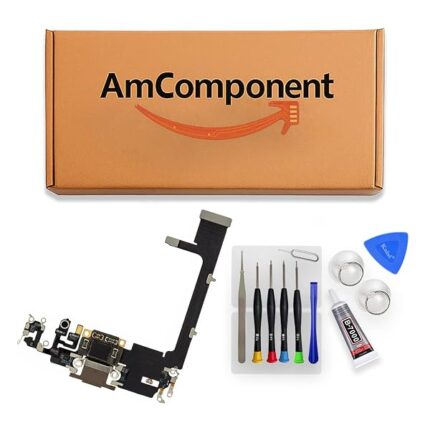 AmComponent - DOCK di ricambio per IPHONE 11 PRO CONNETTORE CARICA RICARICA MICROFONO FLAT USB oro gold | Componente di ricambio con prestazioni a lunga durata con il dispositivo