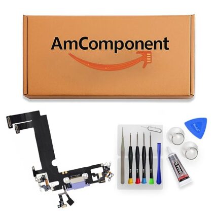 AmComponent - DOCK di ricambio per IPHONE 12 MINI VIOLA CONNETTORE CARICA RICARICA USB FLAT MICROFONO | Componente di ricambio con prestazioni a lunga durata con il dispositivo