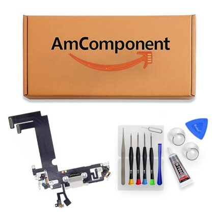 AmComponent - DOCK di ricambio per IPHONE 12 MINI bianco CONNETTORE CARICA RICARICA USB FLAT MICROFONO | Componente di ricambio con prestazioni a lunga durata con il dispositivo