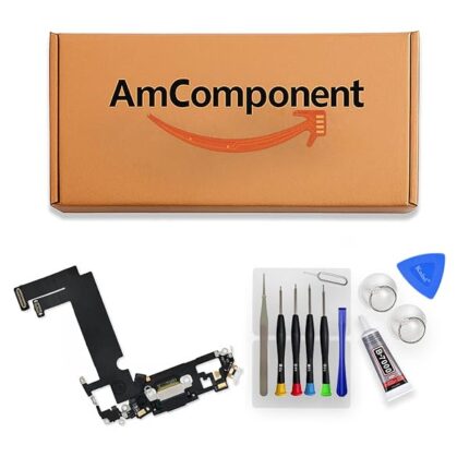 AmComponent - DOCK di ricambio per IPHONE 12 MINI nero CONNETTORE CARICA RICARICA USB FLAT MICROFONO | Componente di ricambio con prestazioni a lunga durata con il dispositivo