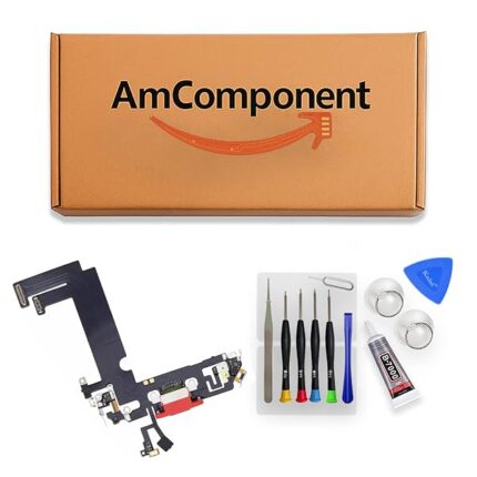 AmComponent - DOCK di ricambio per IPHONE 12 MINI rosso CONNETTORE CARICA RICARICA USB FLAT MICROFONO | Componente di ricambio con prestazioni a lunga durata con il dispositivo