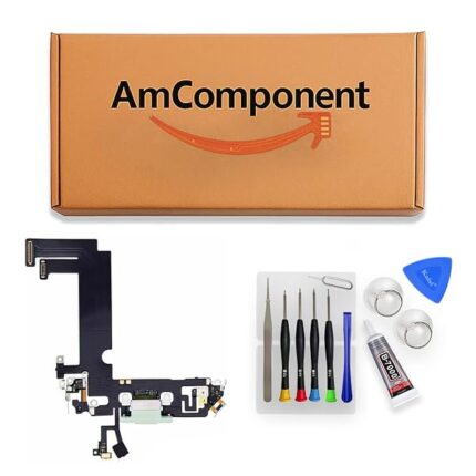 AmComponent - DOCK di ricambio per IPHONE 12 MINI verde CONNETTORE CARICA RICARICA USB FLAT MICROFONO | Componente di ricambio con prestazioni a lunga durata con il dispositivo