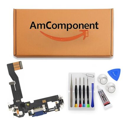 AmComponent - DOCK di ricambio per IPHONE 12 blu CONNETTORE CARICA RICARICA USB FLAT MICROFONO | Componente di ricambio con prestazioni a lunga durata con il dispositivo