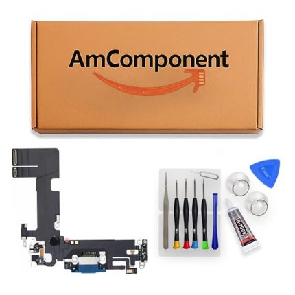 AmComponent - DOCK di ricambio per IPHONE 13 blu CONNETTORE CARICA RICARICA USB FLAT FLEX MICROFONO | Componente di ricambio con prestazioni a lunga durata con il dispositivo