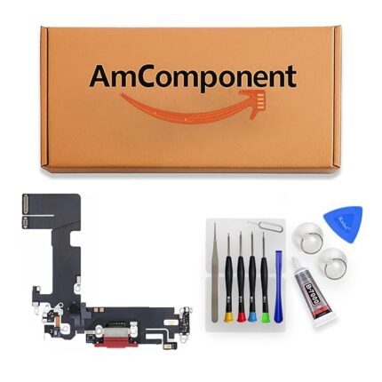 AmComponent - DOCK di ricambio per IPHONE 13 rosso CONNETTORE CARICA RICARICA USB FLAT FLEX MICROFONO | Componente di ricambio con prestazioni a lunga durata con il dispositivo