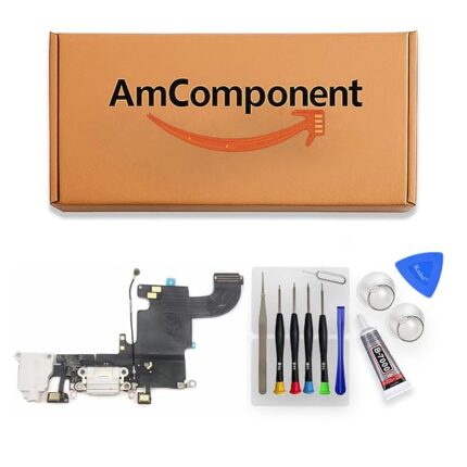 AmComponent - DOCK di ricambio per IPHONE 6S bianco CONNETTORE CARICA RICARICA USB FLAT MICROFONO | Componente di ricambio con prestazioni a lunga durata con il dispositivo
