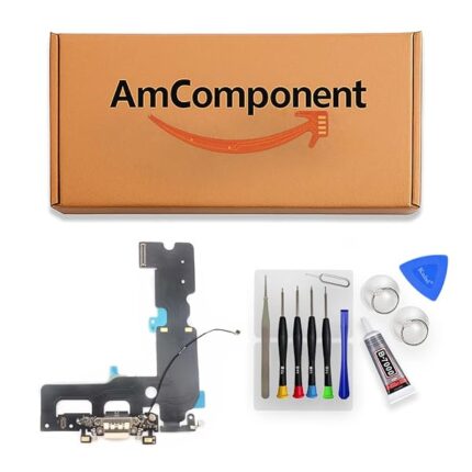 AmComponent - DOCK di ricambio per IPHONE 7 PLUS bianco + CONNETTORE CARICA RICARICA USB MICROFONO ANTENNA | Componente di ricambio con prestazioni a lunga durata con il dispositivo
