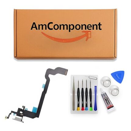 AmComponent - DOCK di ricambio per IPHONE X bianco FLAT CONNETTORE CARICA RICARICA USB MICROFONO | Componente di ricambio con prestazioni a lunga durata con il dispositivo