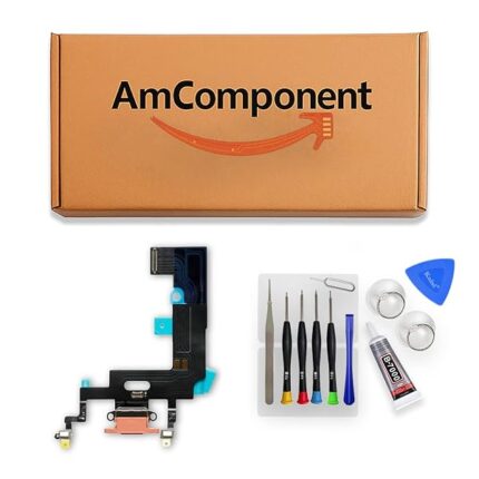 AmComponent - DOCK di ricambio per IPHONE XR ARANCIONE CONNETTORE CARICA RICARICA USB FLAT MICROFONO | Componente di ricambio con prestazioni a lunga durata con il dispositivo