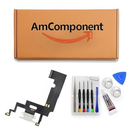AmComponent - DOCK di ricambio per IPHONE XR bianco CONNETTORE CARICA RICARICA USB FLAT FLEX MICROFONO | Componente di ricambio con prestazioni a lunga durata con il dispositivo