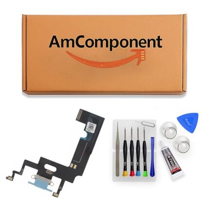 AmComponent - DOCK di ricambio per IPHONE XR blu CONNETTORE CARICA RICARICA USB FLAT FLEX MICROFONO | Componente di ricambio con prestazioni a lunga durata con il dispositivo