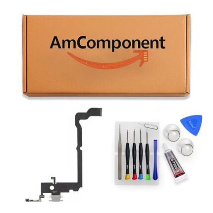 AmComponent - DOCK di ricambio per IPHONE XS MAX bianco CONNETTORE CARICA RICARICA USB FLAT MICROFONO | Componente di ricambio con prestazioni a lunga durata con il dispositivo